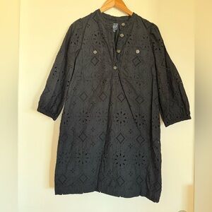 NWOT GAP Black Eyelet Dress with Buttons